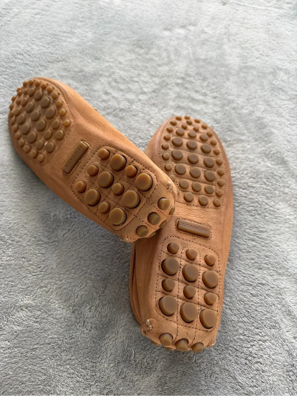 Coach Tan Leather Penny Driver Loafers